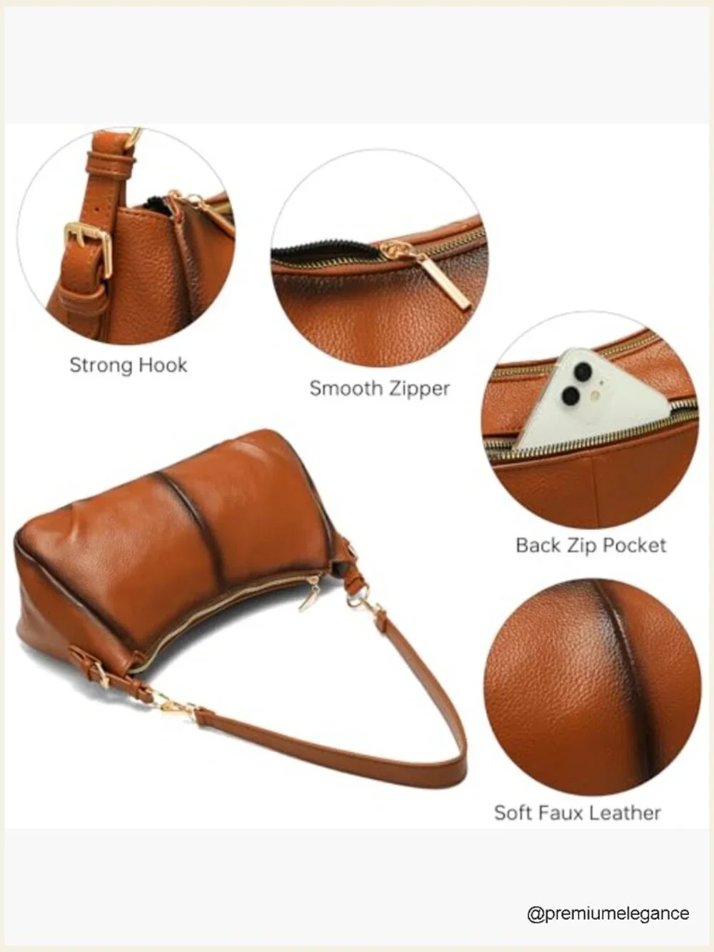 PU Leather Hobo Shoulder Bag, Spacious & Soft, Crossbody or Top Handle
